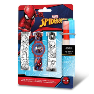 Zegarek cyfrowy na rękę SPIDERMAN z paskami do kolorowania KIDS