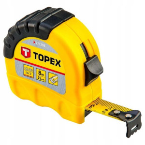 Miara zwijana stalowa 8 m x 25 mm TOPEX żółta
