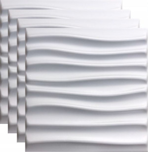 Panel ścienny biały kaseton 3D FALA OCEAN 1m2