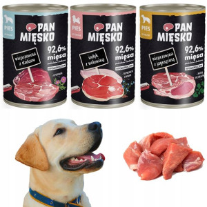 Pan Mięsko Karma mokra dla psa puszki 400g zestaw 15 sztuk