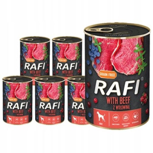 Rafi z wołowiną Karma mokra dla psa 400g 10 puszki
