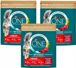 Sucha Karma PURINA ONE BIFENSIS ADULT Wołowina 3x 800g