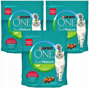 Sucha Karma PURINA ONE DUAL NATURE Spirulina Wołowina 3x 750g