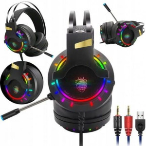 Słuchawki Gamingowe Rgb Led Mikrofon Usb Jack