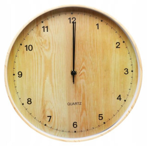 ZEGAR ŚCIENNY CICHY 30 cm Wzór Drewno Okrągły 3395
