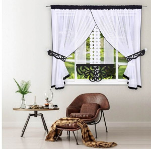 Gotowa firana 400x150 cm z panelem ażurowym 3D 60x130 cm . Kolory