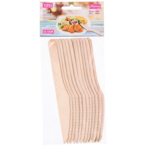 Cuisine Elegance - Noże Drewniane Jednorazowe 12 Szt.