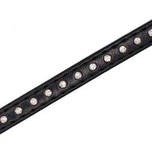 Pasek Z Ekoskóry Przeszyty Z Brokatem - Czarny 10 Mm