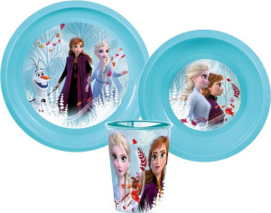 Zestaw Obiadowy FROZEN KRAINA LODU Talerz Miska Kubek bez  BPA