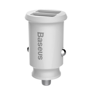 Baseus Grain Car Charger mini ładowarka samochodowa 2x USB 3.1A biały