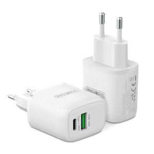 Duzzona ładowarka sieciowa 30W PD QC3.0 USB Typ C / USB biała (T2)