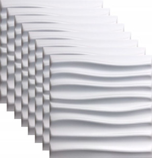 Panel ścienny biały kaseton 3D FALA STRUMIEŃ 2m2