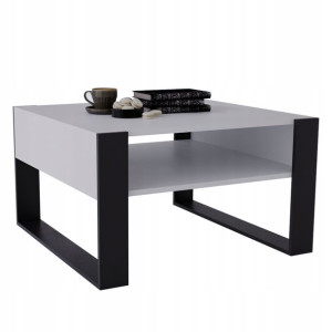 Stolik kawowy KARO ława loft stół 85cm biel czarny