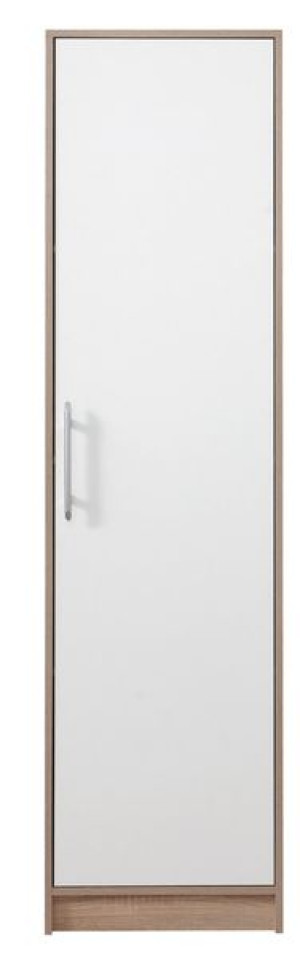 Szafa Wąski Słupek Półki 50 Cm Spoti Dąb Sonoma + Biała
