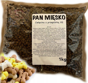 Pan Mięsko Cielęcina przepiórka XS 1kg (na wagę) karma dla psa + gratis