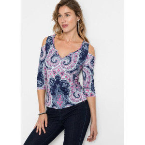Bonprix Bluzka Z Odkrytymi Ramionami Wzór Paisley 48-50 936064