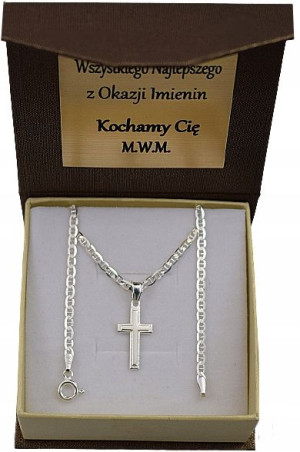 Łańcuszek Srebrny Gucci +krzyżyk /grawer Gratis