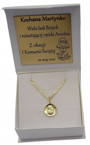 Złoty Łańcuszek Z Medalikiem Pr 585 Grawer Gratis