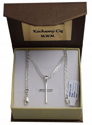 Łańcuszek Srebrny Rombo +krzyżyk /grawer Gratis