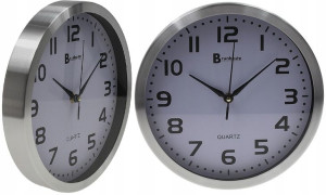 Zegar Ścienny Srebrny MAT 25,6 cm CICHY METAL Duży