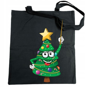 Torba na zakupy nadruk Święta Happy Choinka