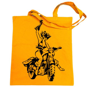 Torba zakupy nadruk fun art Kobieta motocykl Kot