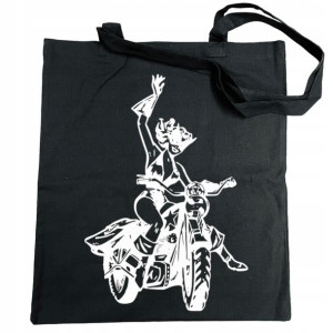 Torba zakupy nadruk fun art Kobieta motocykl Kot
