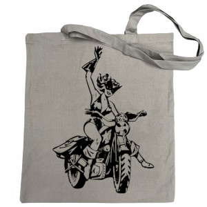 Torba zakupy nadruk fun art Kobieta motocykl Kot