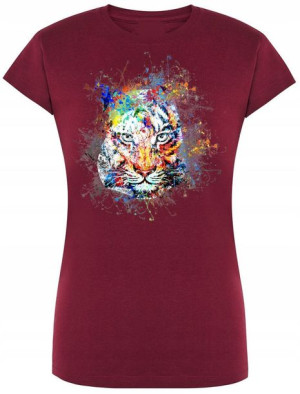 Tygrys Kolorowy Damski Modny T-shirt Nadruk R.L