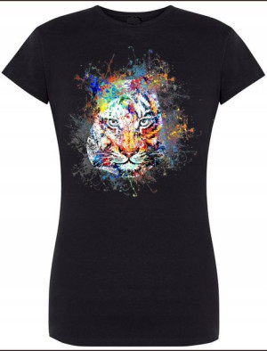Tygrys Kolorowy Damski Modny T-shirt Nadruk R.M