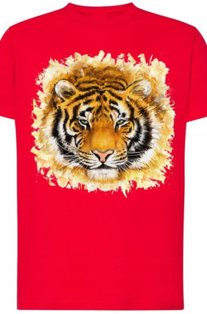 Tygrys Modny T-shirt Męski Nadruk Rozm.XS