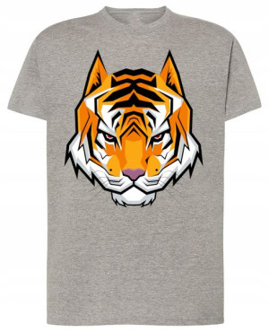 Tygrys Piękny Modny Logo T-shirt Męski Rozm.S