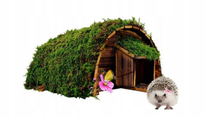 Naturalny Całoroczny Domek Dla Jeża Zielone Igloo Legowisko z Mchem DOMJEŻ2