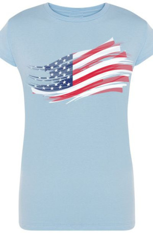 USA Flaga Damski T-Shirt Modny Nadruk r.L