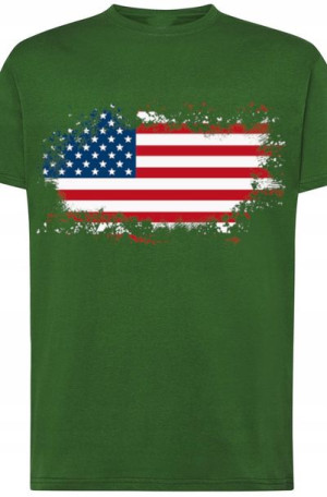USA Flaga Męski T-Shirt Modny Nadruk Rozm.3XL