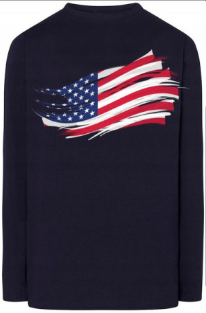 Usa Flaga Nadruk Modny Longsleeve Bluza r.XS