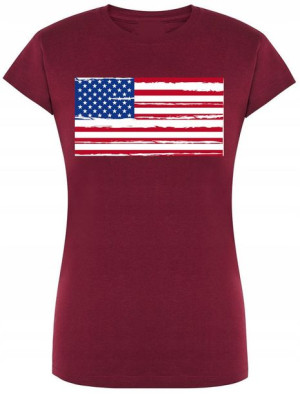 USA Flaga T-shirt Damski Modny Nadruk Rozm.M