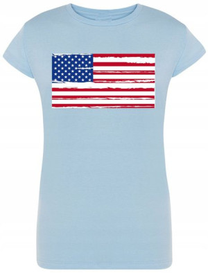 USA Flaga T-shirt Damski Modny Nadruk Rozm.S