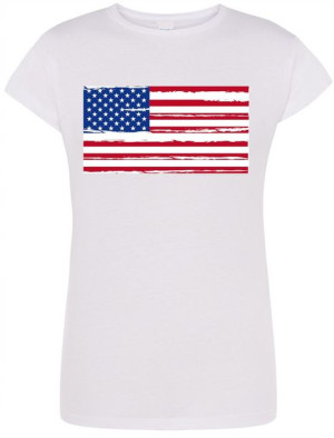 USA Flaga T-shirt Damski Modny Nadruk Rozm.XL