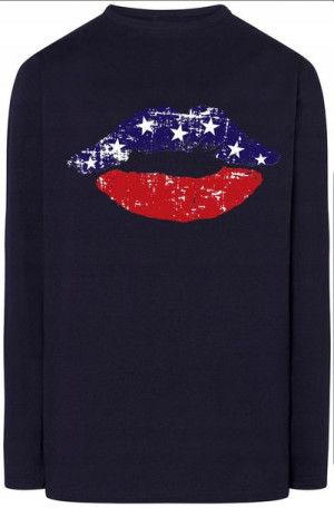USA Flaga Usta Bluza Longsleeve Modna r.5XL