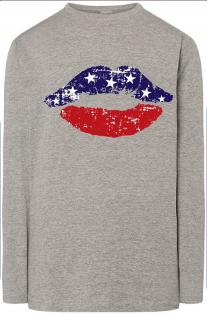 USA Flaga Usta Bluza Longsleeve Modna r.L