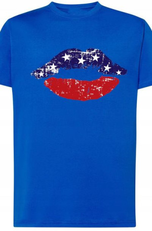 USA Flaga Usta T-Shirt Męski Modny Nadruk r.4XL