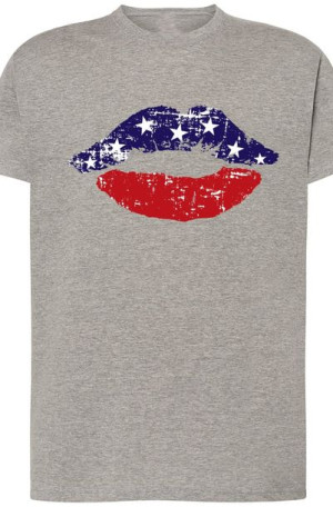 USA Flaga Usta T-Shirt Męski Modny Nadruk r.5XL