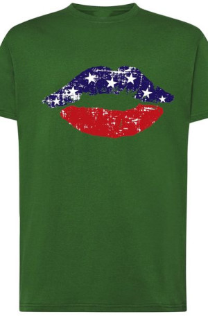 USA Flaga Usta T-Shirt Męski Modny Nadruk r.S
