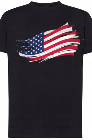 USA Męski Modny T-Shirt Nadruk Flaga r.M