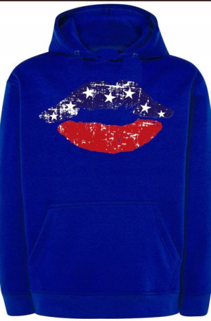 USA Usta Bluza Nadruk Flaga Kaptur Modna r.L