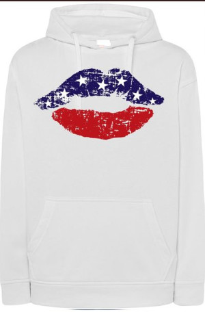 USA Usta Bluza Nadruk Flaga Kaptur Modna r.M