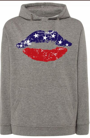 USA Usta Bluza Nadruk Flaga Kaptur Modna r.S