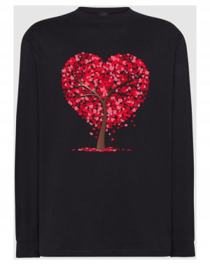 Walentynki Longsleeve nadruk Serca Drzewo r.M