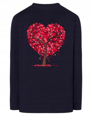 Walentynki Longsleeve nadruk Serca Drzewo r.M